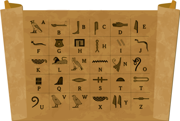Tabla con letras egipcias